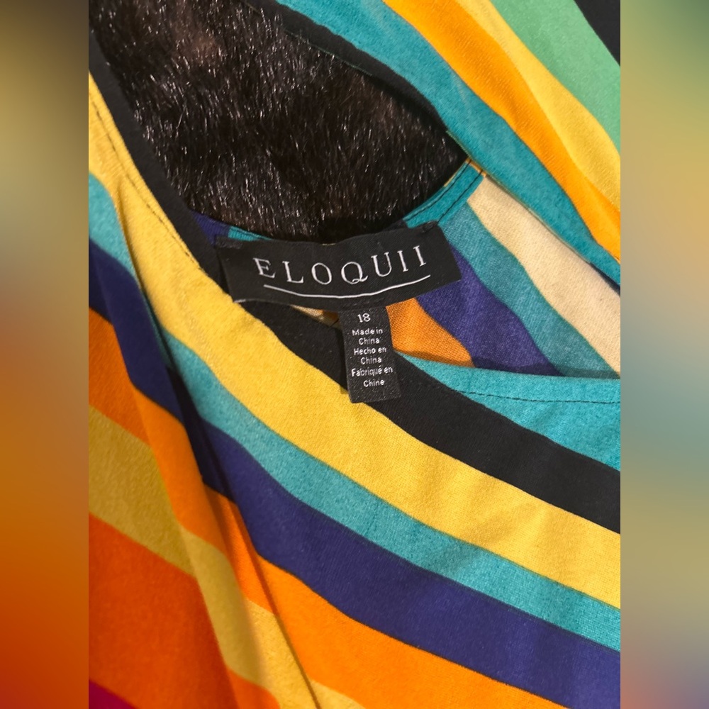 Eloquii Rainbow Stripe Maxi Dress Size 18 Open Back Halter Tie - Picture 3 of 6
